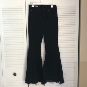 Free People CRVY High Rise Lace Up Flare Jeans